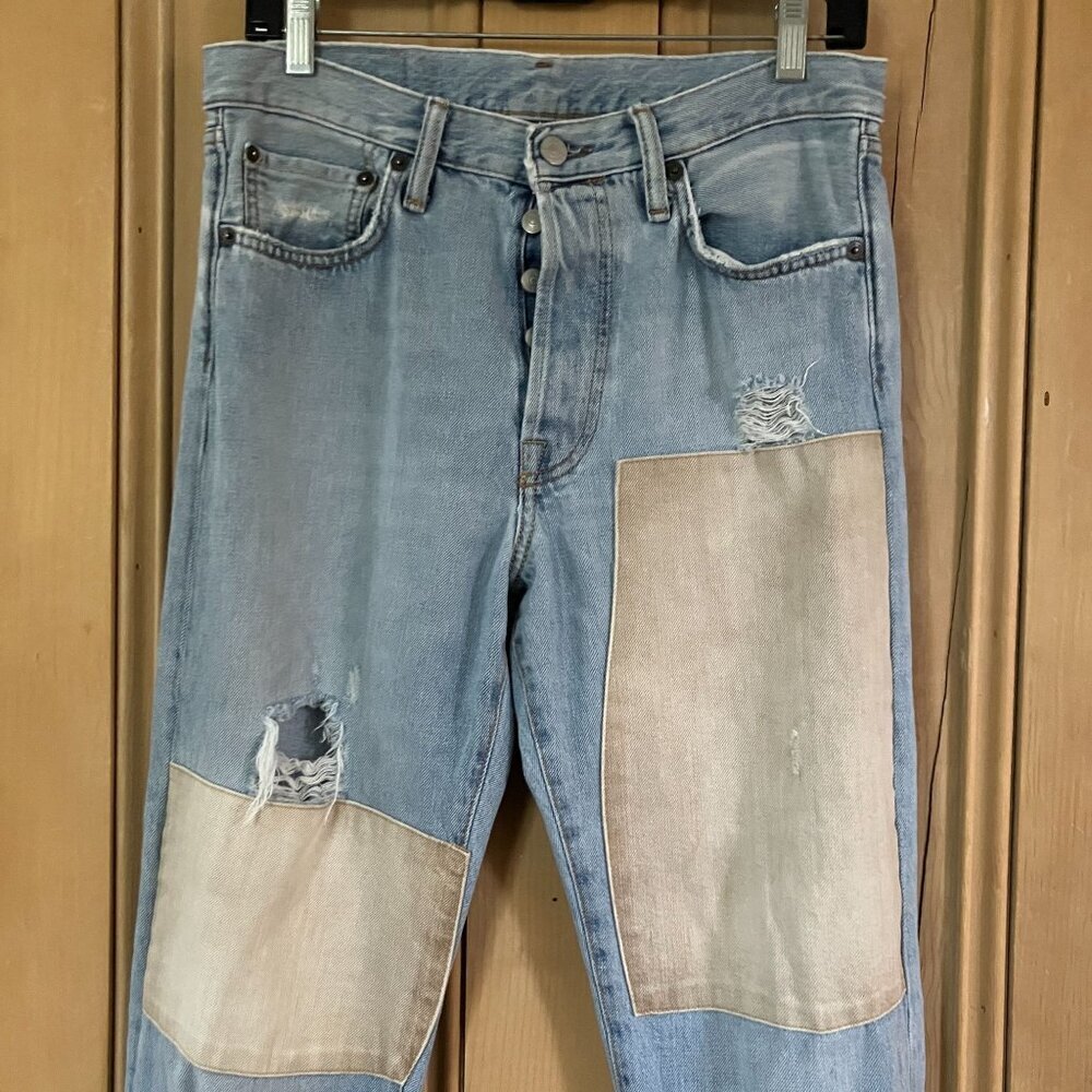 Acne Studios Women Patchwork Button Fly Designer Denim Jeans Size 29 Blue AN EXC - Picture 2 of 10